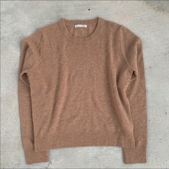 Reformation Cashmere Crew Sweater Camel Size Large - Picture 5 of 6